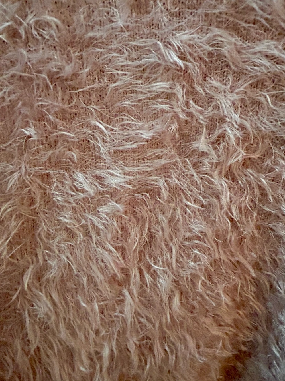 LOGO by Lori Goldstein Eyelash Shaggy Knit Open Front Cardigan Mauve Pink XS - Picture 5 of 5